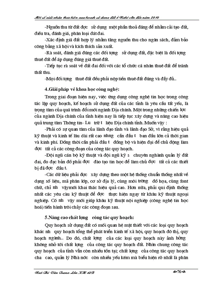 image for page Một số Giải pháp thực hiện quy hoạch sử dụng đất ở Nghệ An đến năm 2010