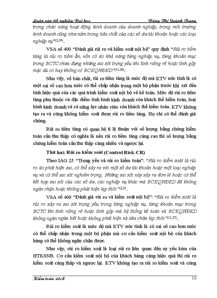 image for page Hoàn thiện quy trình đánh giá trọng yếu và rủi ro kiểm toán trong kiểm toán Báo cáo tài chính do Công ty cổ phần Kiểm toán và Tư vấn thực hiện