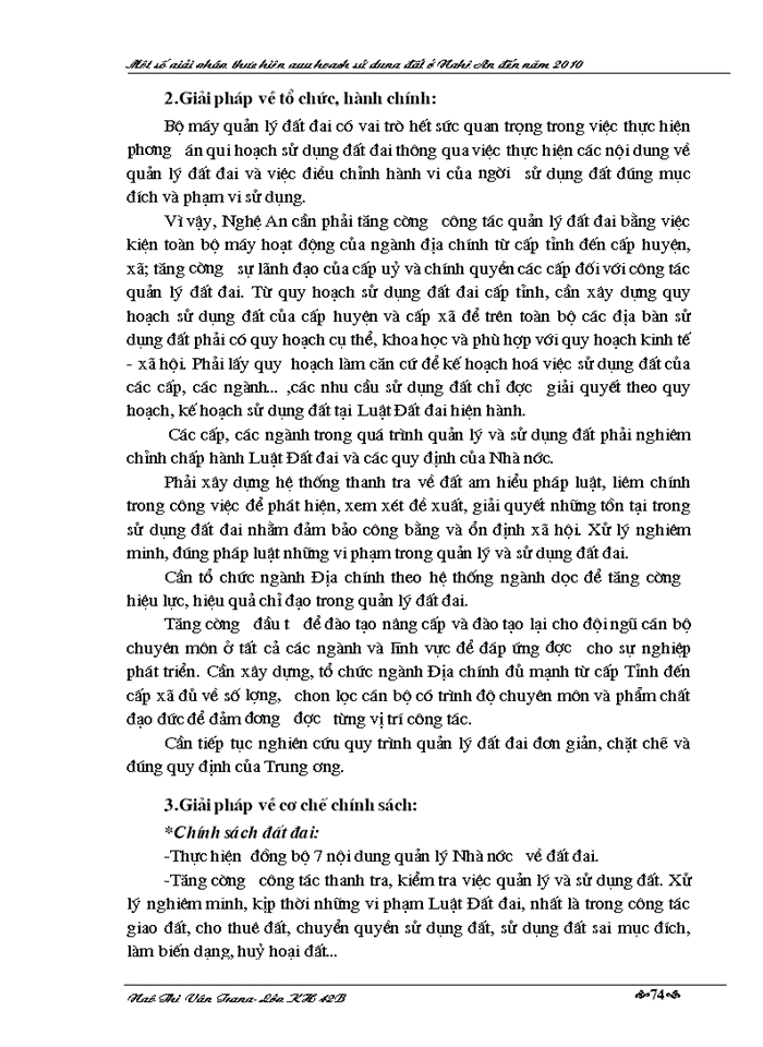 image for page Một số Giải pháp thực hiện quy hoạch sử dụng đất ở Nghệ An đến năm 2010