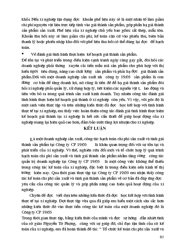 image for page Tổ chức công tác Kế toán tập hợp Chi phí sản xuất và tính Giá thành sản phẩm ở Công ty Cổ Phần 19-5 Đoan Hùng Phú Thọ