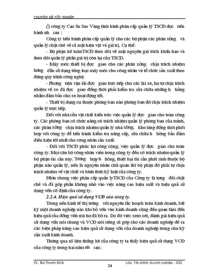 image for page Giải pháp nhằm nâng cao hiệu quả sử dụng Vốn cố định ở tại Công ty cao su Sao Vàng