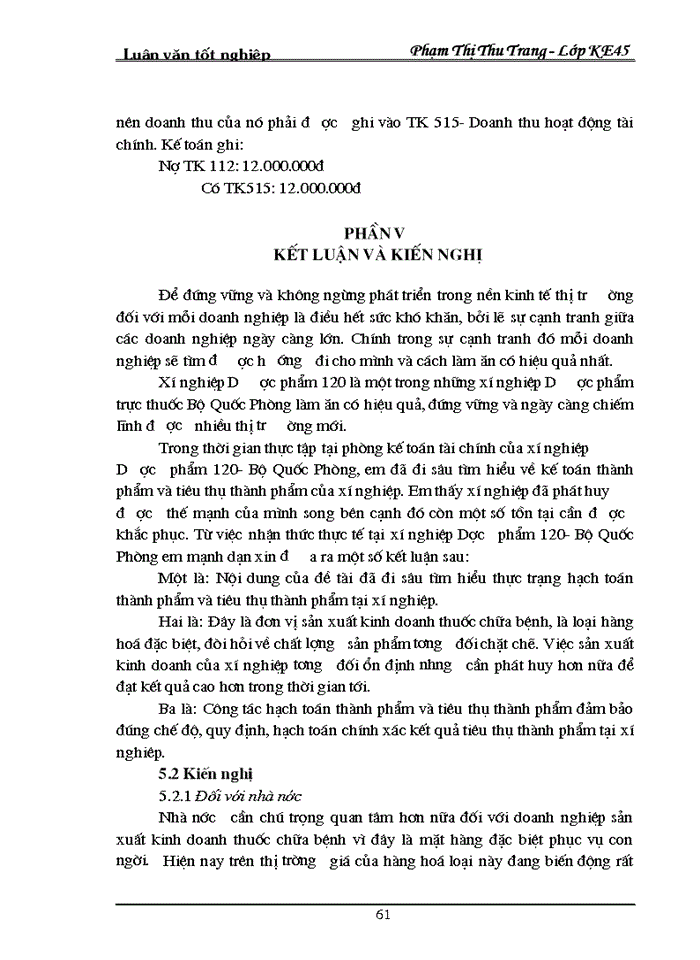 image for page Hạch toán thành phẩm và Tiêu thụ Thành phẩm tại xí nghiệp Dược phẩm 120 Bộ Quốc Phòng