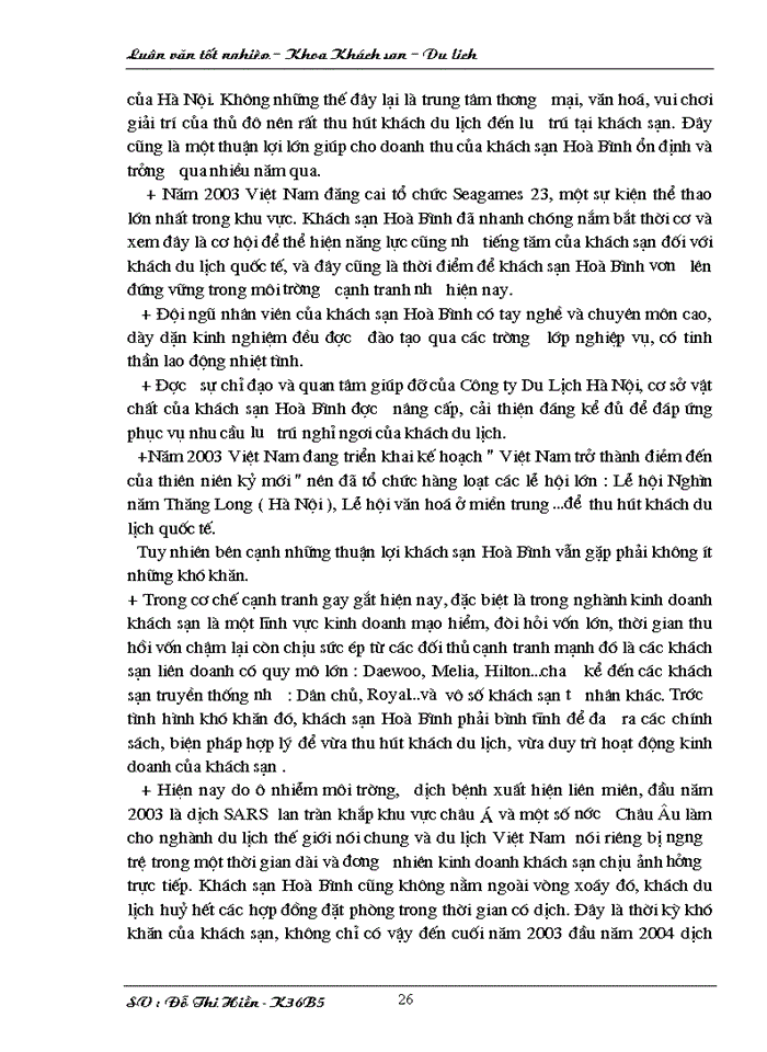 image for page Hoàn thiện công tác kế hoạch hoá hoạt động Kinh doanh tại khách sạn Hoà Bình