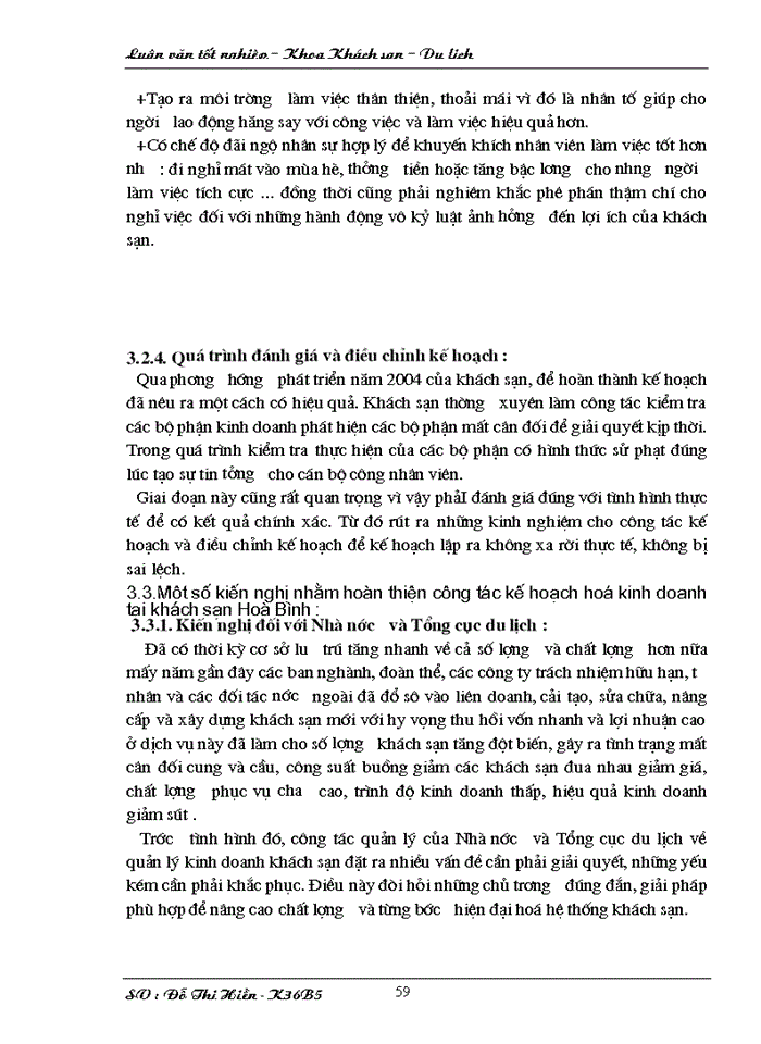 image for page Hoàn thiện công tác kế hoạch hoá hoạt động Kinh doanh tại khách sạn Hoà Bình