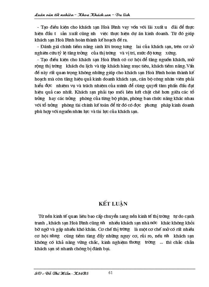 image for page Hoàn thiện công tác kế hoạch hoá hoạt động Kinh doanh tại khách sạn Hoà Bình