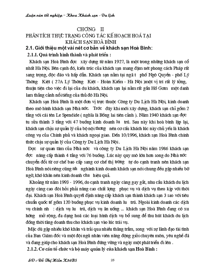 image for page Một số đề xuất nhằm hoàn thiện công tác kế hoạch hoá Giải pháp và đề Kinh doanh tại khách sạn Hoà Bình