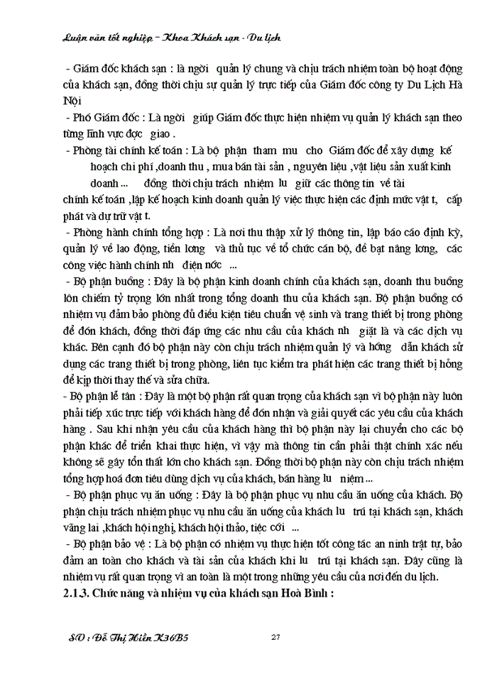 image for page Một số đề xuất nhằm hoàn thiện công tác kế hoạch hoá Giải pháp và đề Kinh doanh tại khách sạn Hoà Bình