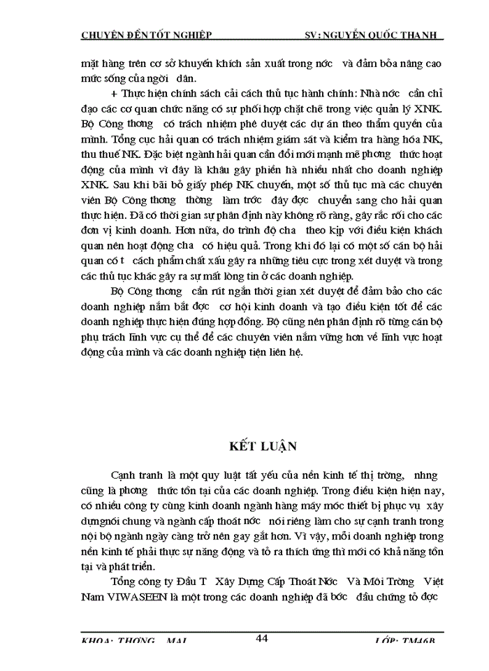 image for page Hoàn thiện hoạt động Nhập khẩu máy móc thiết bị tại Tổng Công ty đầu tư Xây dựng cấp thoát nước và môi trường Việt Nam VIWASEEN