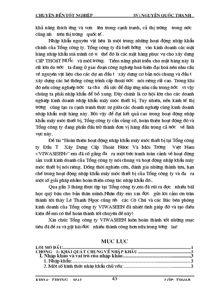 image for page Hoàn thiện hoạt động Nhập khẩu máy móc thiết bị tại Tổng Công ty đầu tư Xây dựng cấp thoát nước và môi trường Việt Nam VIWASEEN