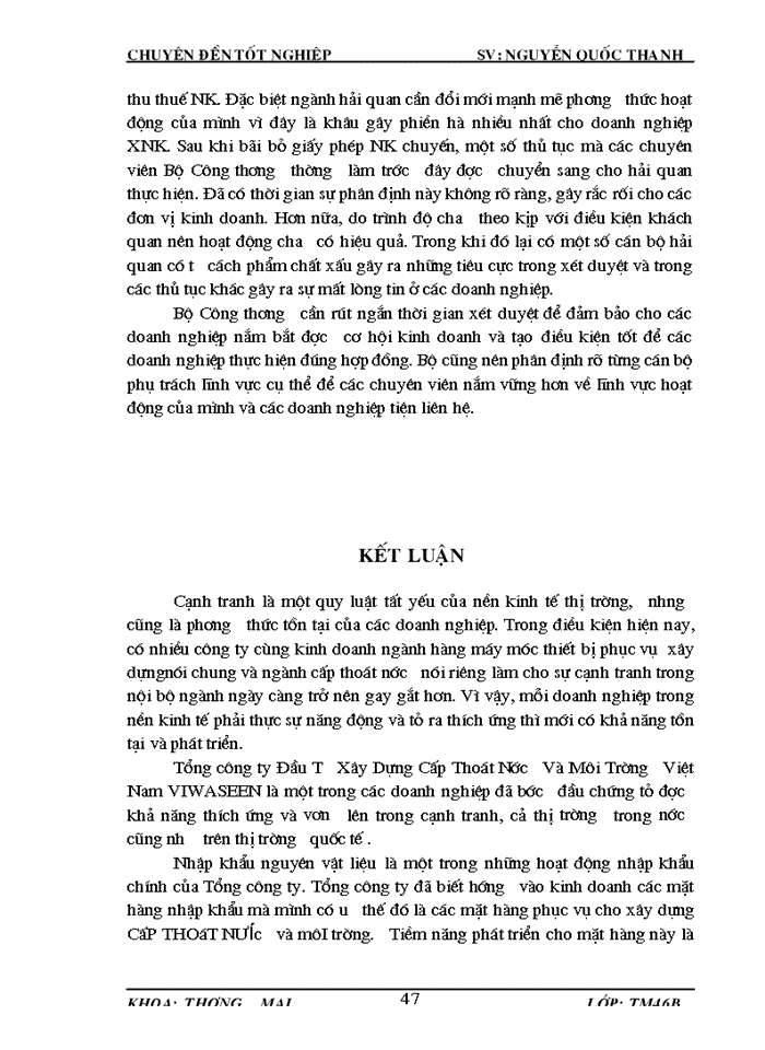 image for page Hoàn thiện hoạt động Nhập khẩu máy móc thiết bị tại Tổng Công ty đầu tư Xây dựng cấp thoát nước và môi trường Việt Nam VIWASEEN