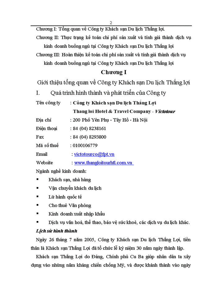 image for page Thực trạng và Giải pháp hoàn thiện Kế toán Chi phí sản xuất và giá thành hoạt động Kinh doanhdịch vụ buồng ngủ tại Công ty Khách sạn Du lịch Thắng Lợi