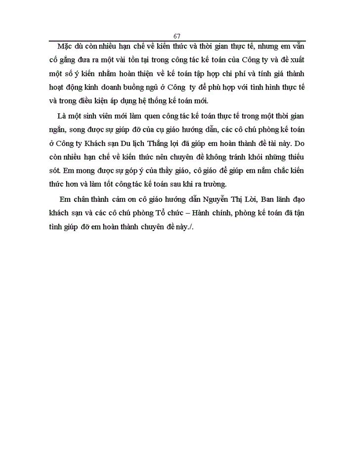 image for page Thực trạng và Giải pháp hoàn thiện Kế toán Chi phí sản xuất và giá thành hoạt động Kinh doanhdịch vụ buồng ngủ tại Công ty Khách sạn Du lịch Thắng Lợi