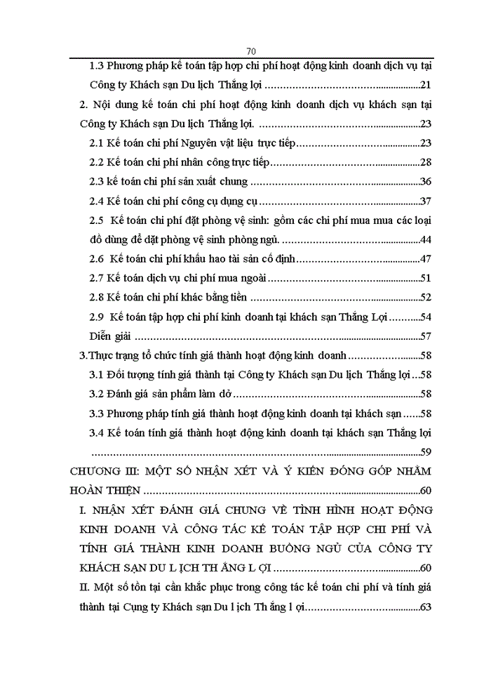 image for page Thực trạng và Giải pháp hoàn thiện Kế toán Chi phí sản xuất và giá thành hoạt động Kinh doanhdịch vụ buồng ngủ tại Công ty Khách sạn Du lịch Thắng Lợi