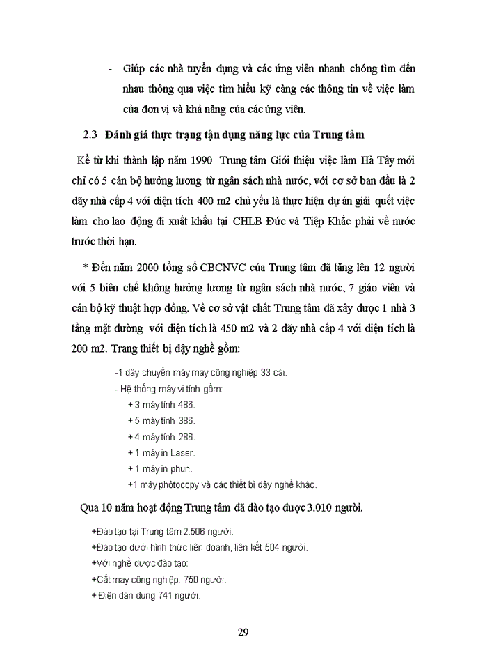 image for page Đánh giá và nâng cao năng lực của Trung tâm Giới thiệu việc làm tỉnh Hà Tây