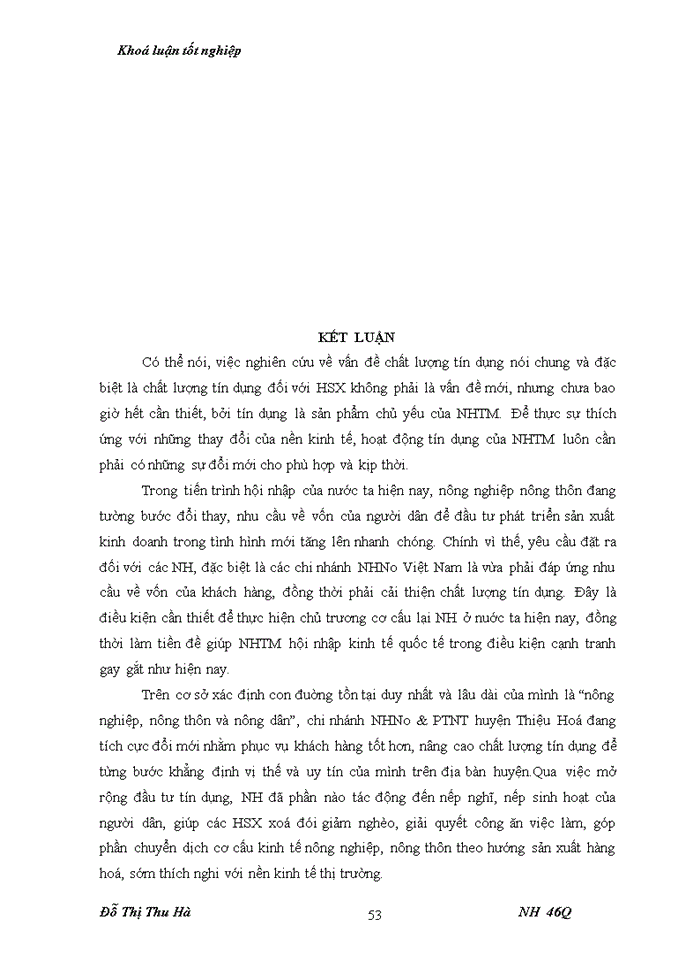 image for page Nâng cao chất lượng tín dụng đối với HSản xuất tại chi nhánh Ngân hàng nông nghiệp và Phát triển nông thôn huyện Thiệu Hoá - tỉnh Thanh Hoá