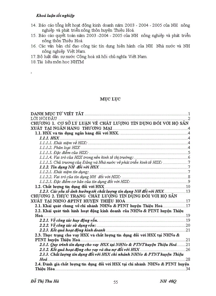 image for page Nâng cao chất lượng tín dụng đối với HSản xuất tại chi nhánh Ngân hàng nông nghiệp và Phát triển nông thôn huyện Thiệu Hoá - tỉnh Thanh Hoá