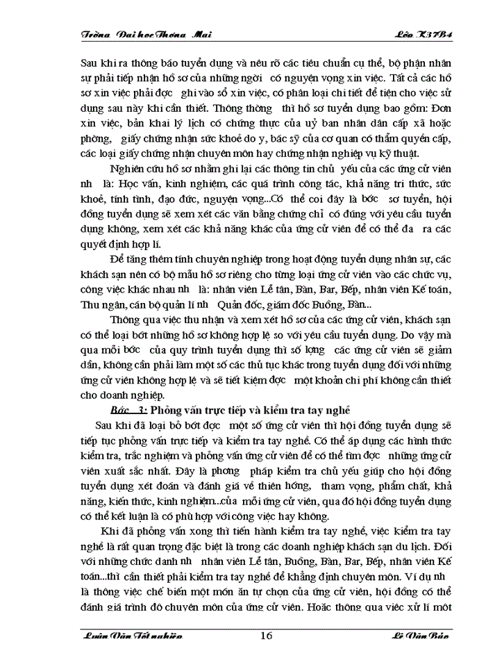 image for page Hoàn thiện công tác tuyển dụng bố trí và sử dụng nhân sự tại Công ty khách sạn du lịch Kim liên