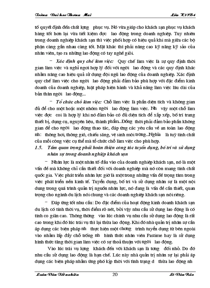 image for page Hoàn thiện công tác tuyển dụng bố trí và sử dụng nhân sự tại Công ty khách sạn du lịch Kim liên