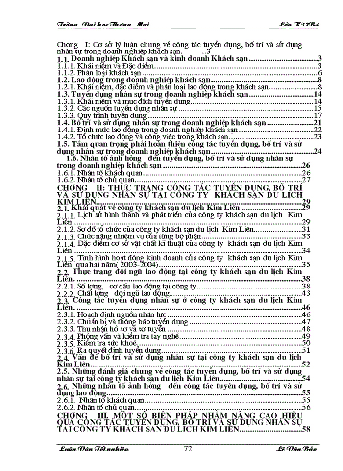 image for page Hoàn thiện công tác tuyển dụng bố trí và sử dụng nhân sự tại Công ty khách sạn du lịch Kim liên