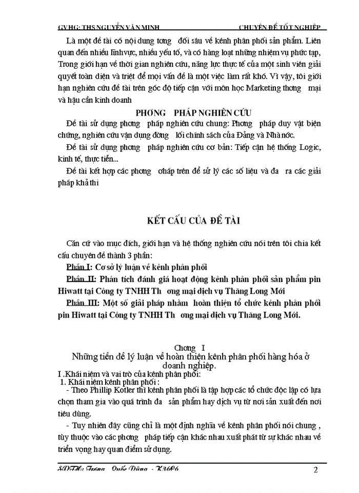 image for page Tổ chức kênh phân phối sản phẩm pin HIWATT tại Công ty Trách nhiệm Hữu hạn Thương mại dịch vụ Thăng Long Mới