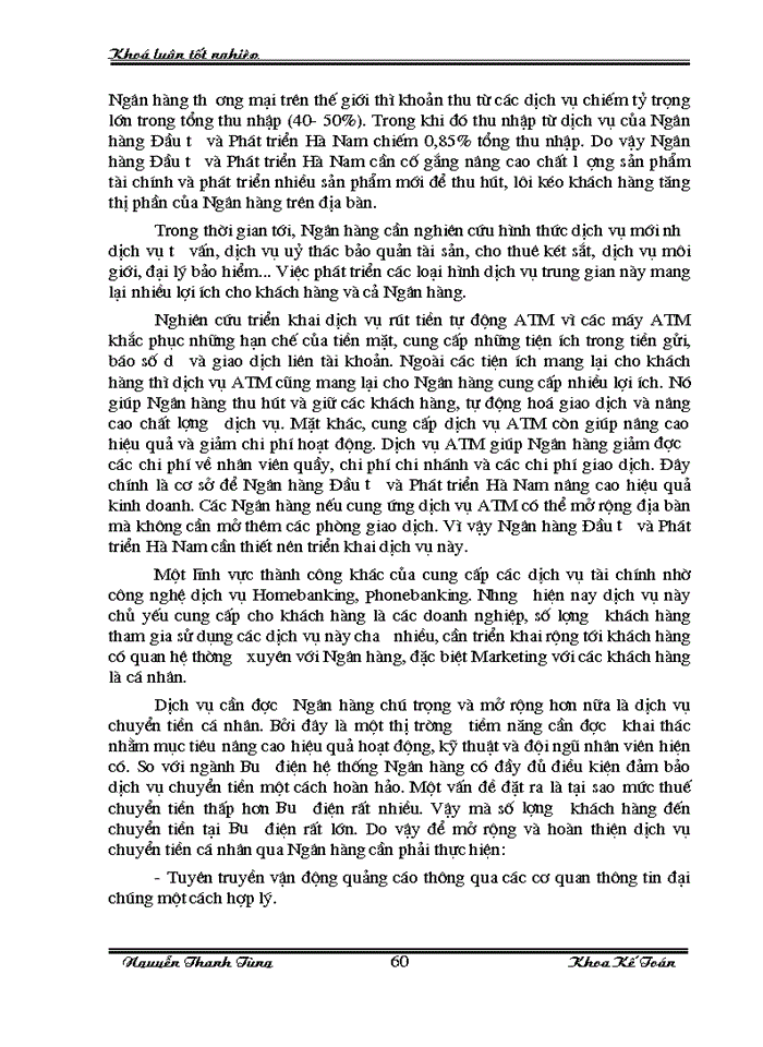 image for page Một số Giải pháp nhằm tăng thu nhập giảm chi phí và nâng cao hiệu quả Kinh doanh tại Ngân hàng Đầu tư và Phát triển Hà Nam