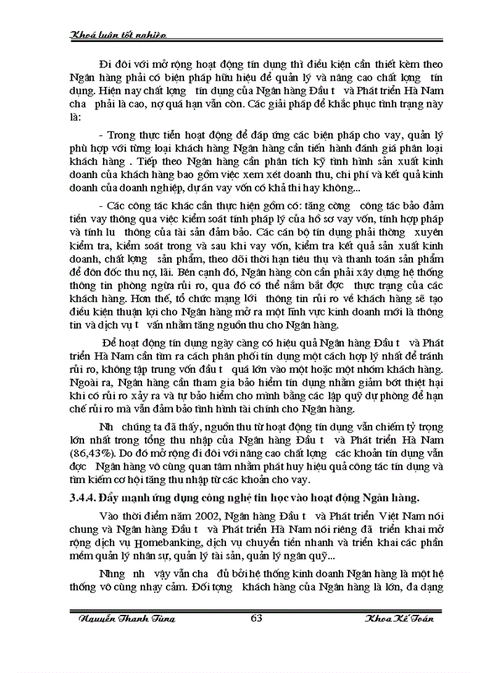 image for page Một số Giải pháp nhằm tăng thu nhập giảm chi phí và nâng cao hiệu quả Kinh doanh tại Ngân hàng Đầu tư và Phát triển Hà Nam