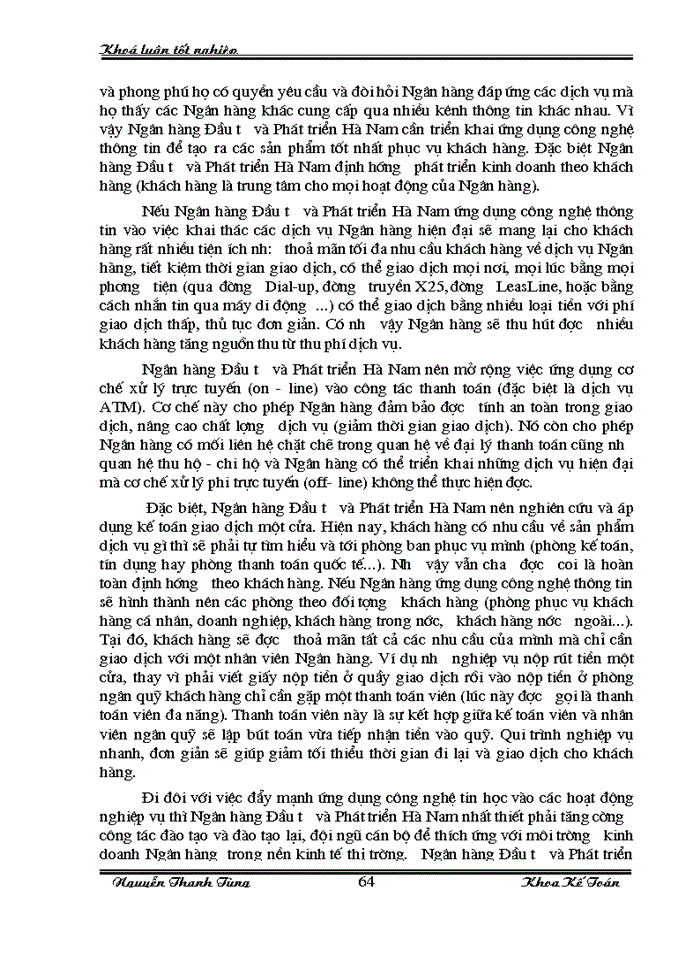 image for page Một số Giải pháp nhằm tăng thu nhập giảm chi phí và nâng cao hiệu quả Kinh doanh tại Ngân hàng Đầu tư và Phát triển Hà Nam