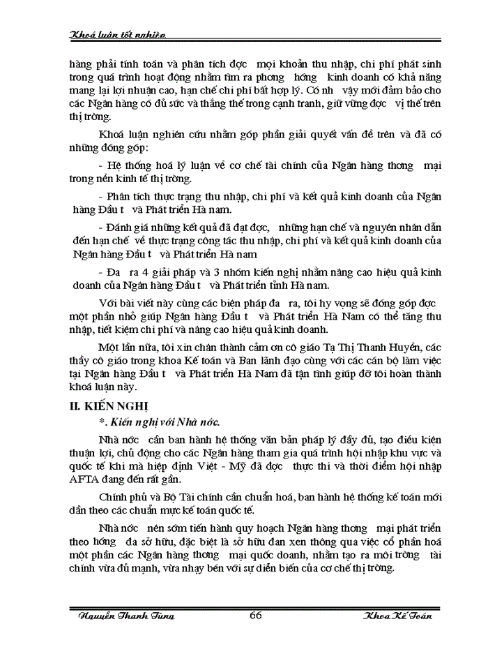 image for page Một số Giải pháp nhằm tăng thu nhập giảm chi phí và nâng cao hiệu quả Kinh doanh tại Ngân hàng Đầu tư và Phát triển Hà Nam