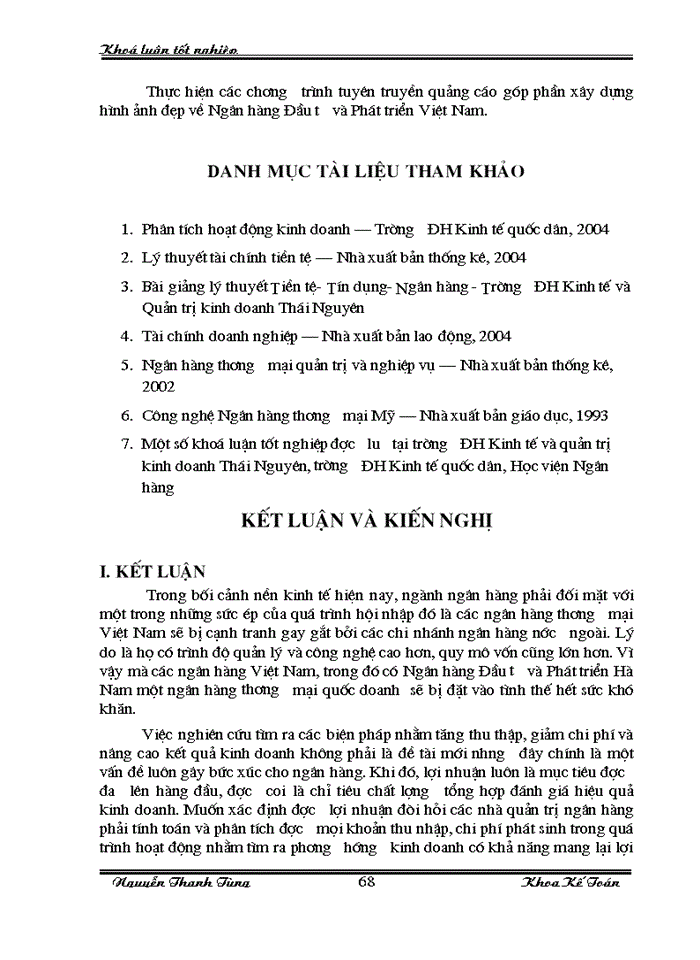 image for page Một số Giải pháp nhằm tăng thu nhập giảm chi phí và nâng cao hiệu quả Kinh doanh tại Ngân hàng Đầu tư và Phát triển Hà Nam