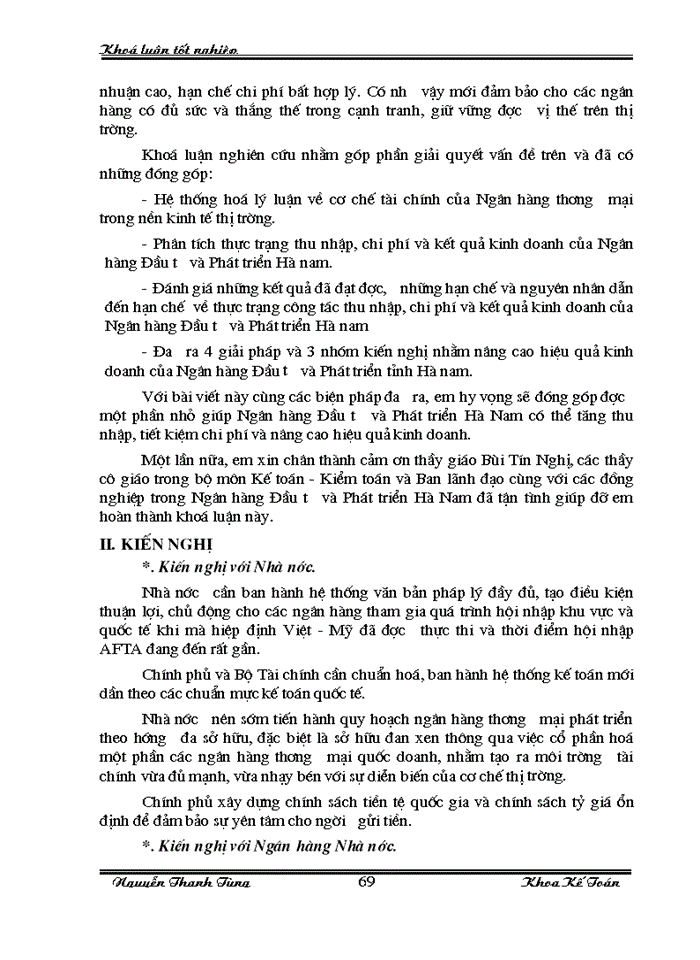 image for page Một số Giải pháp nhằm tăng thu nhập giảm chi phí và nâng cao hiệu quả Kinh doanh tại Ngân hàng Đầu tư và Phát triển Hà Nam
