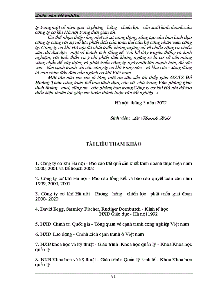 image for page THS Một số Giải pháp nhằm góp phần nâng cao khả năng cạnh tranh của Công ty Cơ khí Hà Nội