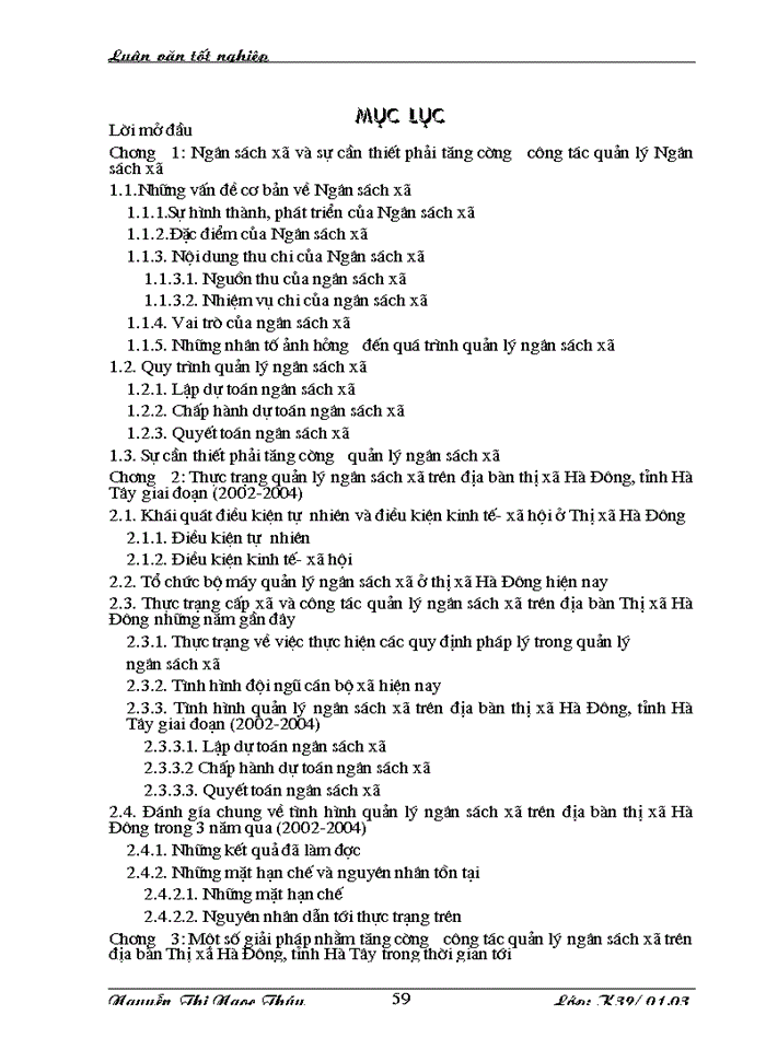 image for page Một số Giải pháp nhằm tăng cường công tác quản lý ngân sách xã trên địa bàn thị xã Hà Đông tỉnh Hà Tây