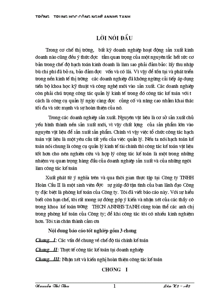 image for page Thực tế công tác Kế toán Nguyên liệu Vật liệu và Công cụ dụng cụ tại