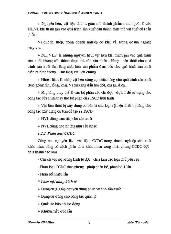 image for page Thực tế công tác Kế toán Nguyên liệu Vật liệu và Công cụ dụng cụ tại