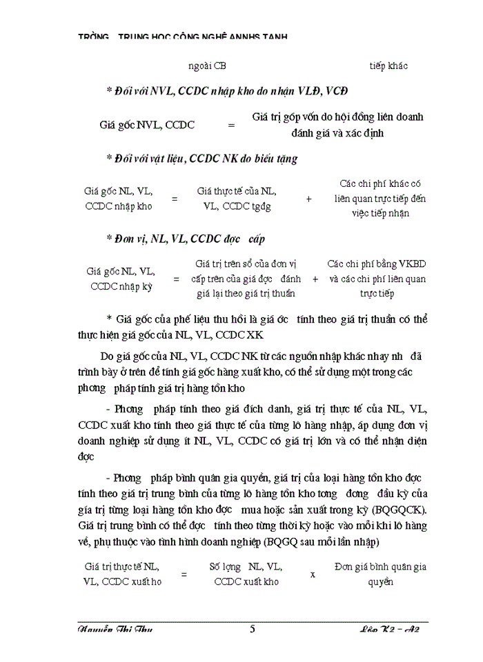 image for page Thực tế công tác Kế toán Nguyên liệu Vật liệu và Công cụ dụng cụ tại