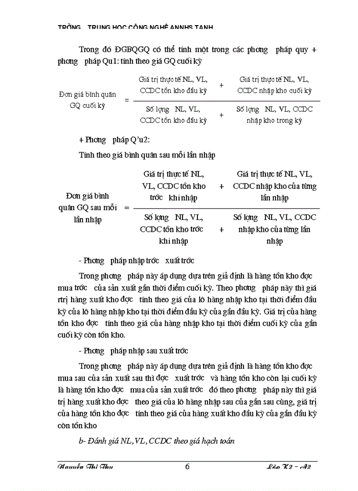 image for page Thực tế công tác Kế toán Nguyên liệu Vật liệu và Công cụ dụng cụ tại