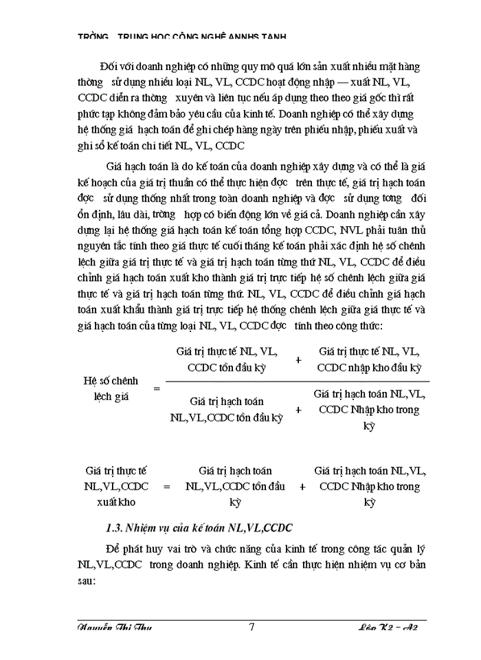 image for page Thực tế công tác Kế toán Nguyên liệu Vật liệu và Công cụ dụng cụ tại