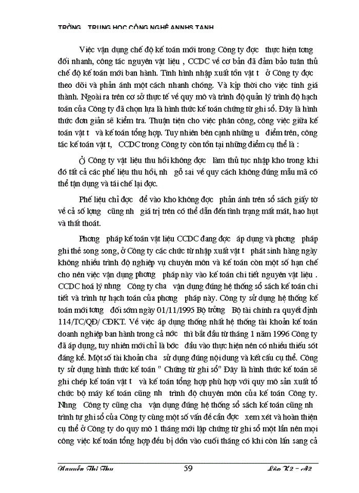 image for page Thực tế công tác Kế toán Nguyên liệu Vật liệu và Công cụ dụng cụ tại