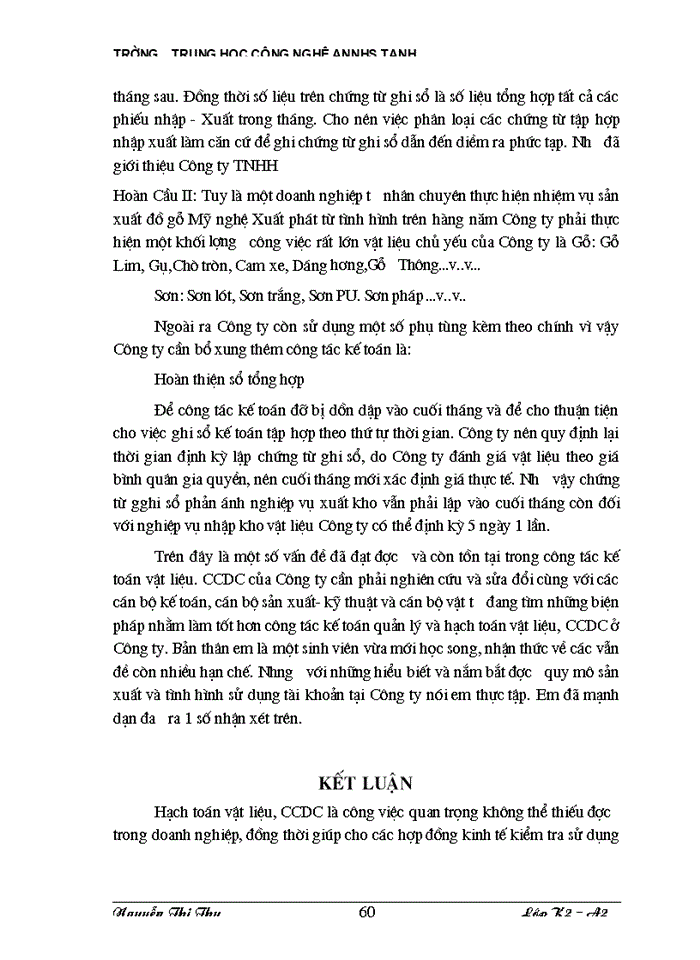 image for page Thực tế công tác Kế toán Nguyên liệu Vật liệu và Công cụ dụng cụ tại