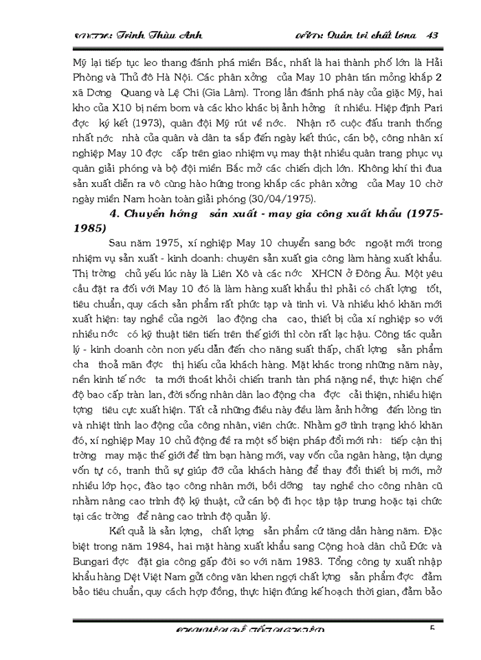 image for page Biện pháp hoàn thiện quản lý chất lượng trong phân phối và bán hàng tại Công ty Cổ phần May 10