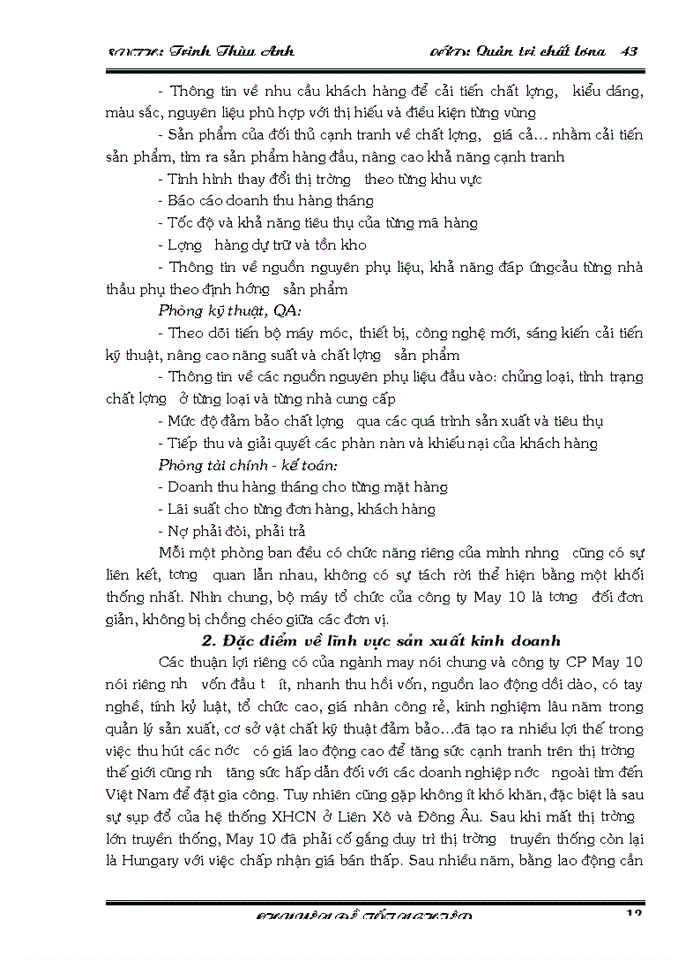 image for page Biện pháp hoàn thiện quản lý chất lượng trong phân phối và bán hàng tại Công ty Cổ phần May 10