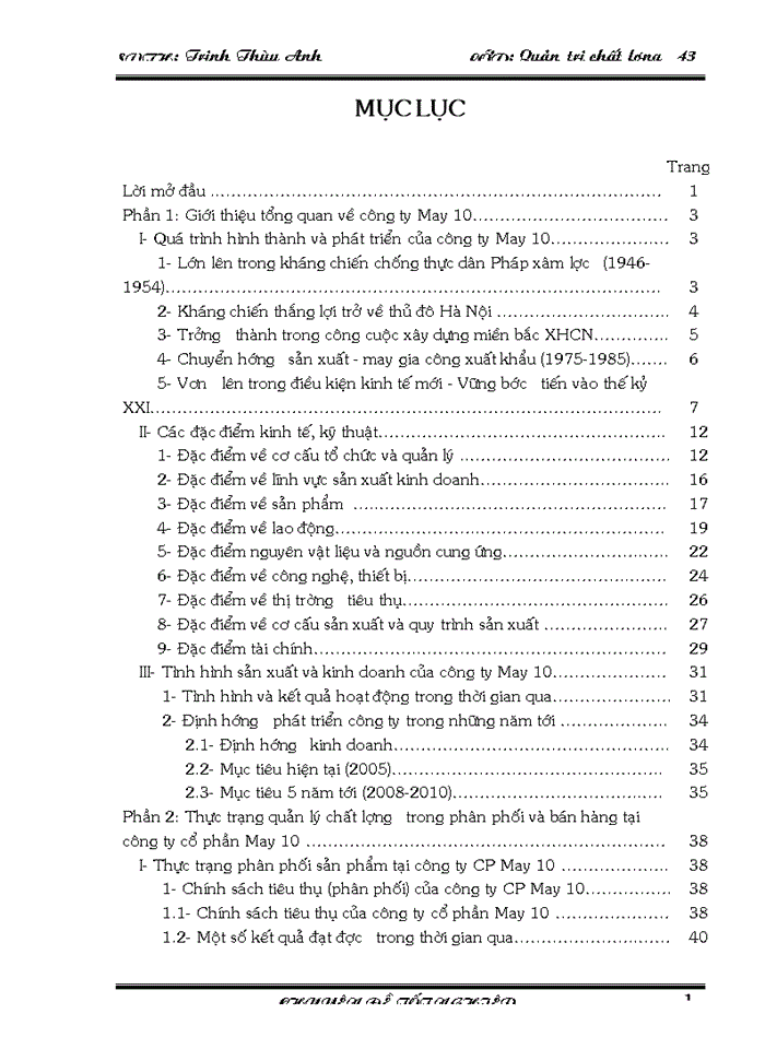 image for page Biện pháp hoàn thiện quản lý chất lượng trong phân phối và bán hàng tại Công ty Cổ phần May 10