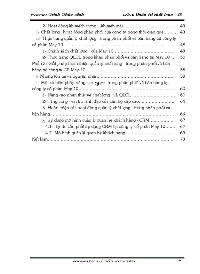 image for page Biện pháp hoàn thiện quản lý chất lượng trong phân phối và bán hàng tại Công ty Cổ phần May 10