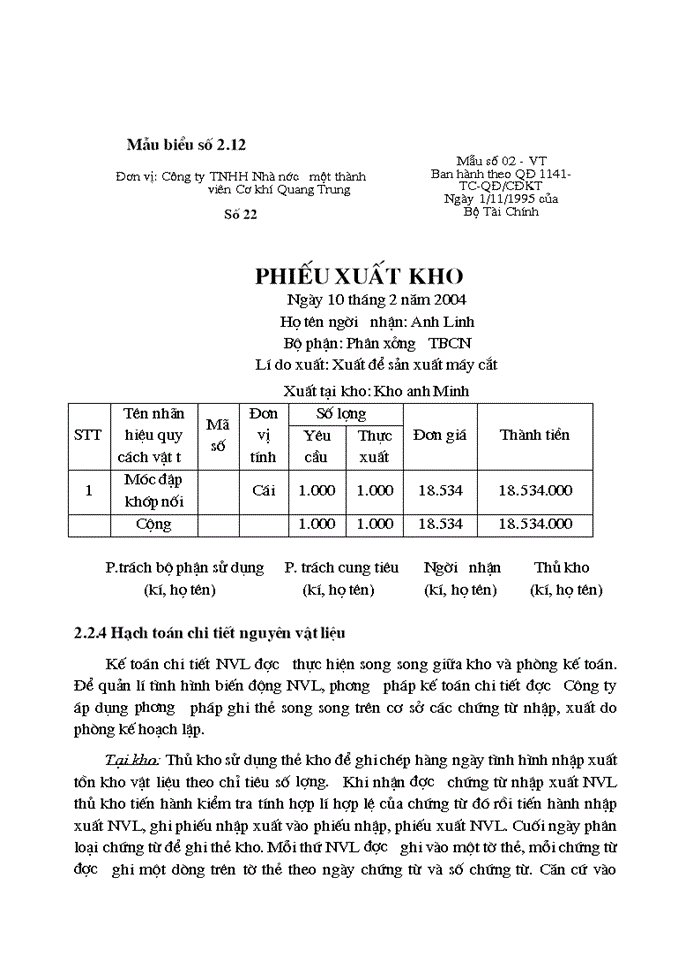 image for page Hoàn thiện công tác Kế toán Nguyên vật liệu tại Công ty Trách nhiệm Hữu hạn Nhà nước một thành viên Cơ khí Quang Trung