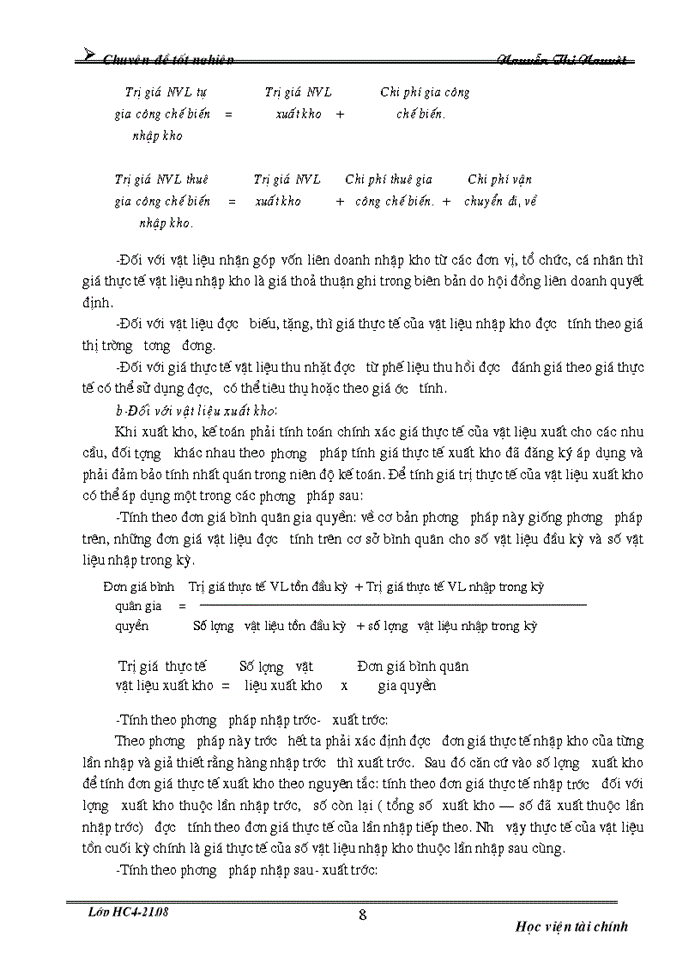 image for page Tổ chức Kế toán Nguyên vật liệu và phân tích tình hình cung cấp sử dụng Nguyên vật liệu ở Công ty cường và Thịnh