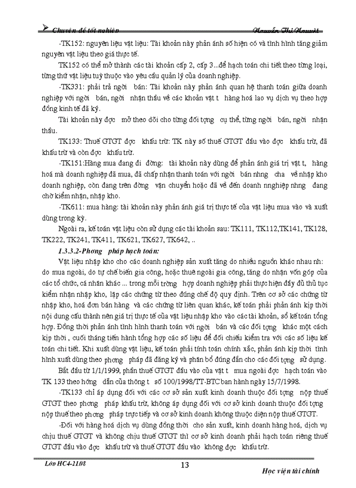 image for page Tổ chức Kế toán Nguyên vật liệu và phân tích tình hình cung cấp sử dụng Nguyên vật liệu ở Công ty cường và Thịnh