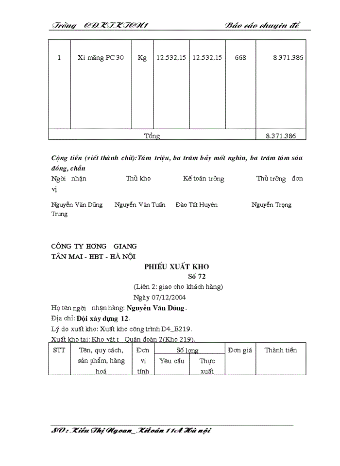 image for page THS Kế toán Nguyên vật liệu Công cụ dụng cụ ở Công ty Xây dựng Hương Giang - Bộ quốc phòng