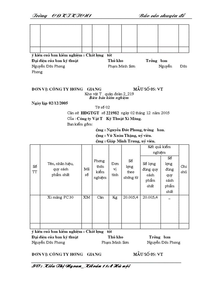 image for page THS Kế toán Nguyên vật liệu Công cụ dụng cụ ở Công ty Xây dựng Hương Giang - Bộ quốc phòng