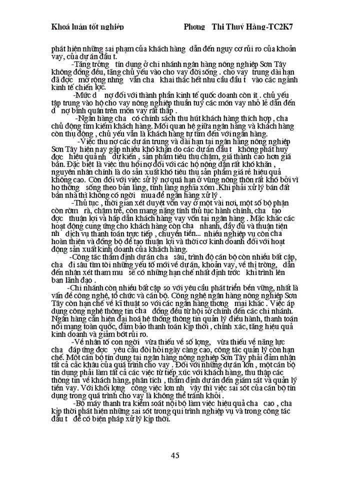 image for page Giải pháp nâng cao chất lượng tín dụng trung và dài hạn tại Ngân hàng Nông nghiệp và Phát triển Nông thôn Sơn Tây