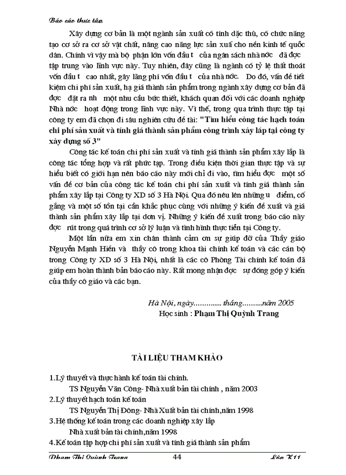 image for page Tìm hiều công tác hạch toán Chi phí sản xuất và tính Giá thành sản phẩm tại Công ty Xây dựng số 3 Hà Nội